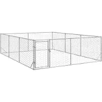 vidaXL Hondenhok voor buiten met deur 3x4x1 m gegalvaniseerd staal