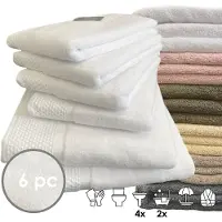 ISleep Deluxe Badtextiel - Voordeelset (6 delig) - 4x Handdoek 60x110 cm - 2x Badlaken 70x140 cm - Wit