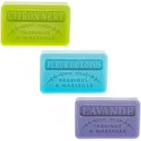 Savon De Marseille Soap bar set - zeep Limoen, Fleur de lotus, Lavendel 3x60 gr