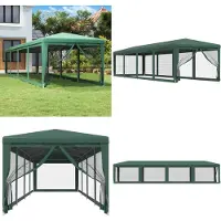 The Living Store De Living Store partytent met 10 mesh zijwanden, groen, 3x12 meter, HDPE