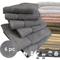 ISleep Deluxe Badtextiel - Voordeelset (6 delig) - 4x Handdoek 60x110 cm - 2x Badlaken 70x140 cm - Antraciet