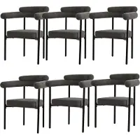 Merax Velvet Eetkamerstoelen Set van 6 – Donkergrijs met Zwart
