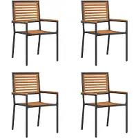 vidaXL Tuin stapelstoelen 4 pcs Bruin en Zwart 54 x 56 x 90 cm