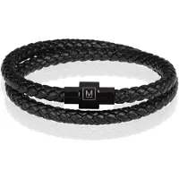 Memphis leren wrap armband Zwart-19cm
