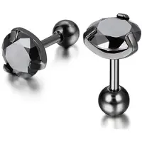 Mendes Heren oorbellen Black Royal King Crown Zwart-3mm