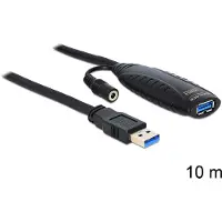 DeLOCK 83415 USB-kabel USB 3.0 USB-A stekker, USB-A bus 10.00 m Zwart