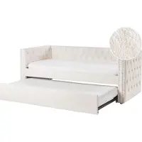 Beliani GASSIN - Onderschuifbed - Off-white - 90 x 200 cm - Bouclé