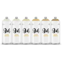 Montana Colors MTN94 spuitbussen pakket - 6x beige tinten - Lage druk, matte afwerking graffiti spuitverf - 400ml