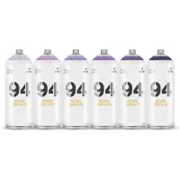 Montana Colors MTN94 spuitbussen pakket - 6x Paarse tinten - Lage druk, matte afwerking graffiti spuitverf - 400ml