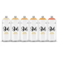 Montana Colors MTN94 spuitbussen pakket - 6x Oranje tinten - Lage druk, matte afwerking graffiti spuitverf - 400ml