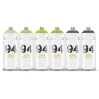 Montana Colors MTN94 spuitbussen pakket - 6x Groene tinten - Lage druk, matte afwerking graffiti spuitverf - 400ml