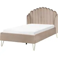 Beliani AMBILLOU - Bed - Taupe - 120 x 200 cm - Fluweel