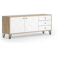 Vicco Nizza TV-meubel – 150.2 x 60.2 cm met 3 lades en 2 deuren Ambachtelijk/Wit