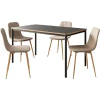 En.casa Eetkamerset tafel Lindesberg 140x80 cm met stoelen Köfering 5-delig []
