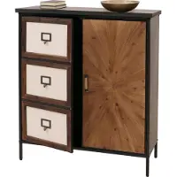 Mendler Apothekerskast -O79, kast met hoge opbergvakken, vintage shabby-look 94x80x35cm, naturel licht