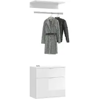 Ebuy24 Kledingkast met garderobestang, project X, breed | wit, glanzend