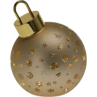 Nampook Kerstbal met led 15 cm mat goud kerstversiering