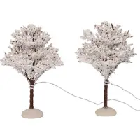 Intratuin Kerstdorpminiatuur Bomen 24 Lampjes Warm Wit 8 X 8 X 12 Cm 2 Stuks