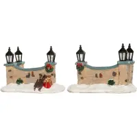 Intratuin Kerstdorpminiatuur Muurtje Met Lantaarns 8,5 X 4,5 X 5,5 Cm 2 Stuks