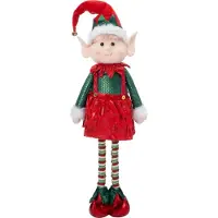 Intratuin Kerstfiguur Sira Elf Rok Groen / Rood 28 X 13 X 103 Cm