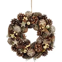 Mica Decorations Kerstkrans Brant Brons Dennenappels D 34 H 9 Cm