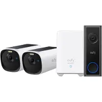Eufy E40 2-CamSet (HomeBase 2) - draadloze outdoor beveiligings camera op zonne-energie - 2K-resolutie, MaxColor nachtzicht + C30 2K Draadloze Video Deurbel 2K op Accu - Bundelvoordeel