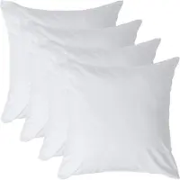 Homescapes Kussensloop 40x40 cm Set van 4 – Wit – 100% Egyptisch Perkal Katoen – 200 TC