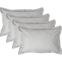 Homescapes Kussensloop 50x75 cm met Rand (Oxford) Set van 4 – Zilvergrijs – 100% Egyptisch Perkal Katoen – 200 TC