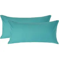 Homescapes Kussensloop 40x80 cm Set van 2 – Petrol – 100% Egyptisch Perkal Katoen – 200 TC