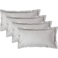 Homescapes Kussensloop 50x90 cm met Rand (Oxford) Set van 4 – Zilvergrijs – 100% Egyptisch Perkal Katoen – 200 TC