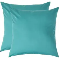 Homescapes Kussensloop 60x60 cm Set van 2 – Petrol – 100% Egyptisch Perkal Katoen – 200 TC