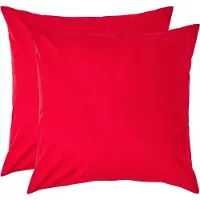 Homescapes Kussensloop 80x80 cm Set van 2 – Rood – 100% Egyptisch Perkal Katoen – 200 TC