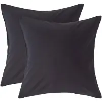 Homescapes Kussensloop 40x40 cm Set van 2 – Zwart – 100% Egyptisch Perkal Katoen – 200 TC