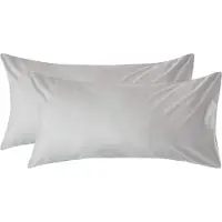 Homescapes Kussensloop 50x90 cm Set van 2 – Zilvergrijs – 100% Egyptisch Perkal Katoen – 200 TC