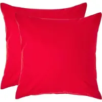 Homescapes Kussensloop 40x40 cm Set van 2 – Rood – 100% Egyptisch Perkal Katoen – 200 TC