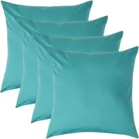 Homescapes Kussensloop 80x80 cm Set van 4 – Petrol – 100% Egyptisch Perkal Katoen – 200 TC