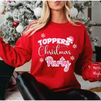 B&C Dames kersttrui- Maat 3XL- Toppers Christmas Party- Rode sweater- foute kersttrui- kerst party.