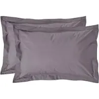 Homescapes Kussensloop 50x75 cm met Rand (Oxford) Set van 2 – Donkergrijs – 100% Egyptisch Perkal Katoen – 200 TC
