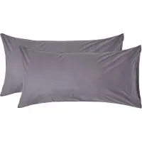 Homescapes Kussensloop 50x90 cm Set van 2 – Donkergrijs – 100% Egyptisch Perkal Katoen – 200 TC