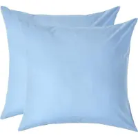 Homescapes Kussensloop 80x80 cm Set van 2 – Blauw – 100% Egyptisch Perkal Katoen – 200 TC