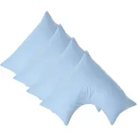 Homescapes Percale Katoen V-Kussensloop Set van 4 - Blauw - 100% Egyptisch Katoen - 200TC - 38 x 76 cm