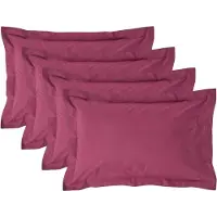 Homescapes Kussensloop 50x75 cm met Rand (Oxford) Set van 4 – Bordeaux – 100% Egyptisch Perkal Katoen – 200 TC