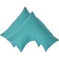 Homescapes Percale Katoen V-Kussensloop Set van 2 - Petrol - 100% Egyptisch Katoen - 200TC - 38 x 76 cm