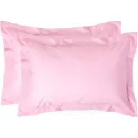 Homescapes Kussensloop 50x75 cm met Rand (Oxford) Set van 2 – Roze – 100% Egyptisch Perkal Katoen – 200 TC