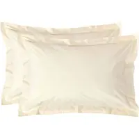 Homescapes Kussensloop 50x75 cm met Rand (Oxford) Set van 2 – Crème – 100% Egyptisch Perkal Katoen – 200 TC