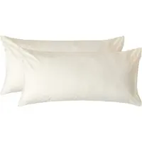 Homescapes Kussensloop 50x90 cm Set van 2 – Crème – 100% Egyptisch Perkal Katoen – 200 TC