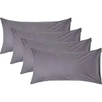 Homescapes Kussensloop 50x90 cm Set van 4 – Donkergrijs – 100% Egyptisch Perkal Katoen – 200 TC
