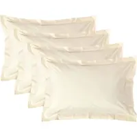 Homescapes Kussensloop 50x75 cm met Rand (Oxford) Set van 4 – Crème – 100% Egyptisch Perkal Katoen – 200 TC