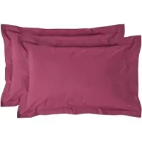 Homescapes Kussensloop 50x75 cm met Rand (Oxford) Set van 2 – Bordeaux – 100% Egyptisch Perkal Katoen – 200 TC