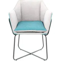 Kayoom Marietta Lounge Stoel| Eetkamerstoelen| Woonkamer, Eetkamer| Hoog Zitcomfort | Petrol/Grijs